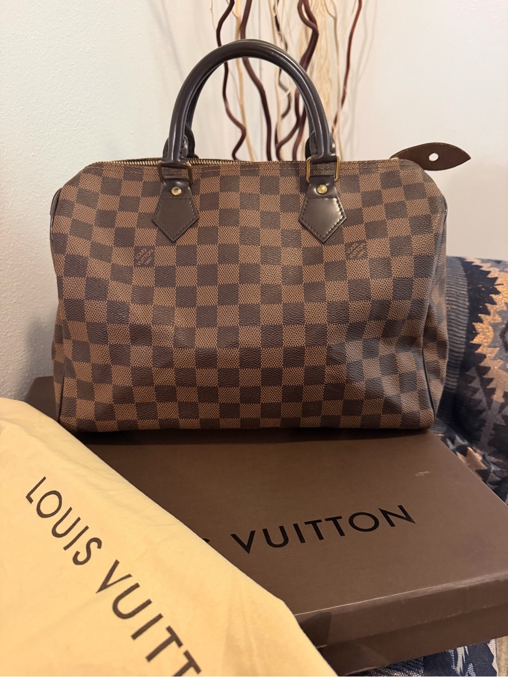 Louis Vuitton Brown Damier Ebene Canvas Handheld Satchel